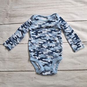 Koala Baby 9-12M Long Sleeve Blue Camo Cotton Onesie